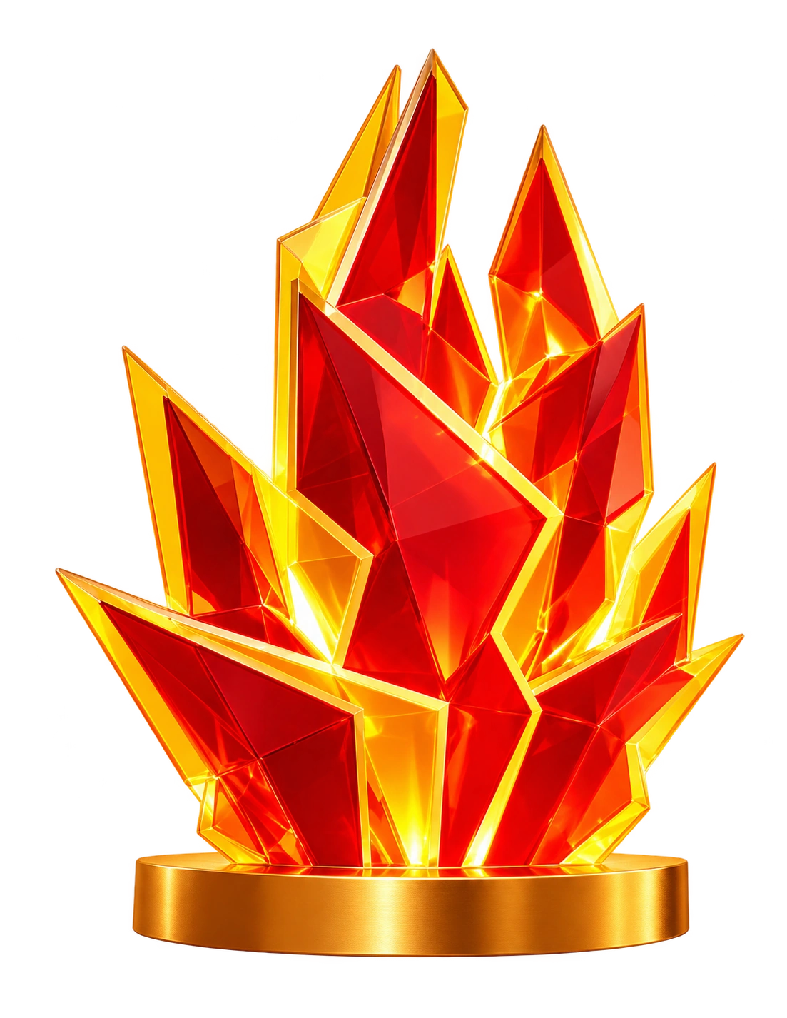 Red and gold campaign flame whose brightness grows with collective demo progress.